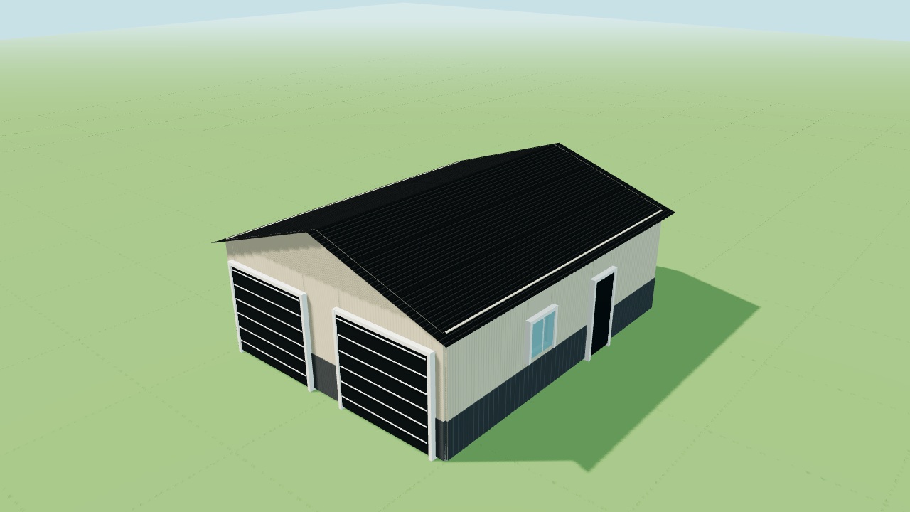 Two-car garage shown in the actual Bontrager 3D Design Studio