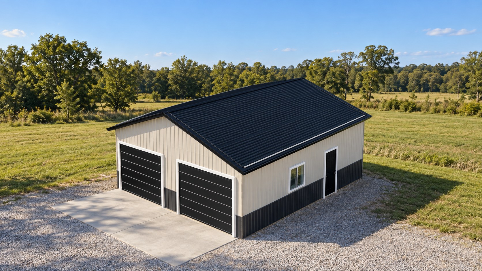 Photorealistic finished concept of the same two-car garage design