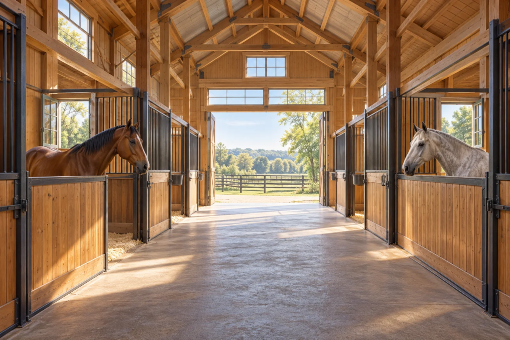 Illustrative construction image for A Breezy Aisle Can Hide a Stuffy Stall: Rethinking Horse Barn Ventilation