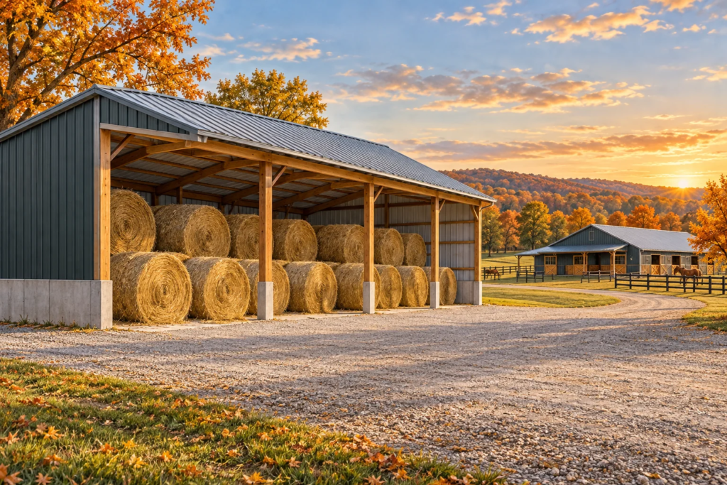 Illustrative construction image for A Hay Shed Needs More Than a Roof: Plan for Dry Storage and Daily Access