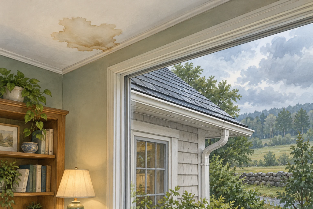 Illustrative construction image for That Ceiling Stain Is a Clue, Not a Roof Diagnosis
