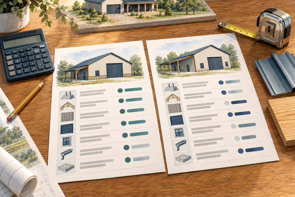 Illustrative construction image for Same Size, Different Price: How to Compare Two Pole Barn Quotes