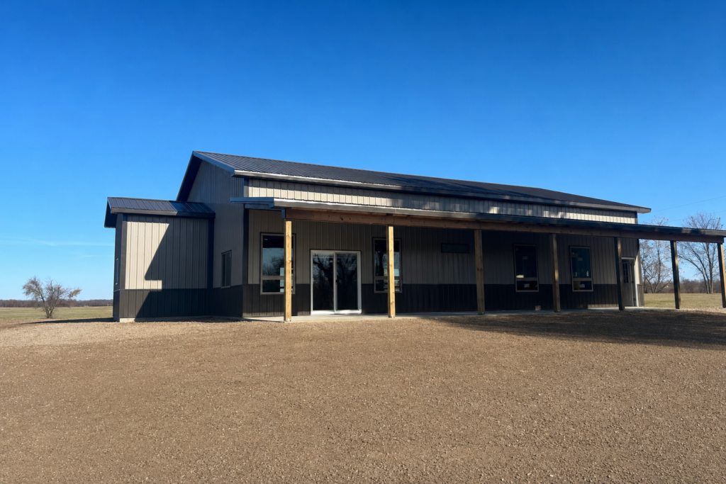 Ash Gray Multi-Bay Workshop completed project view — Edited project photograph