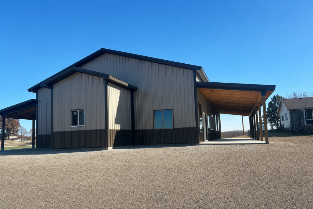 Ash Gray Multi-Bay Workshop completed project view — Edited project photograph