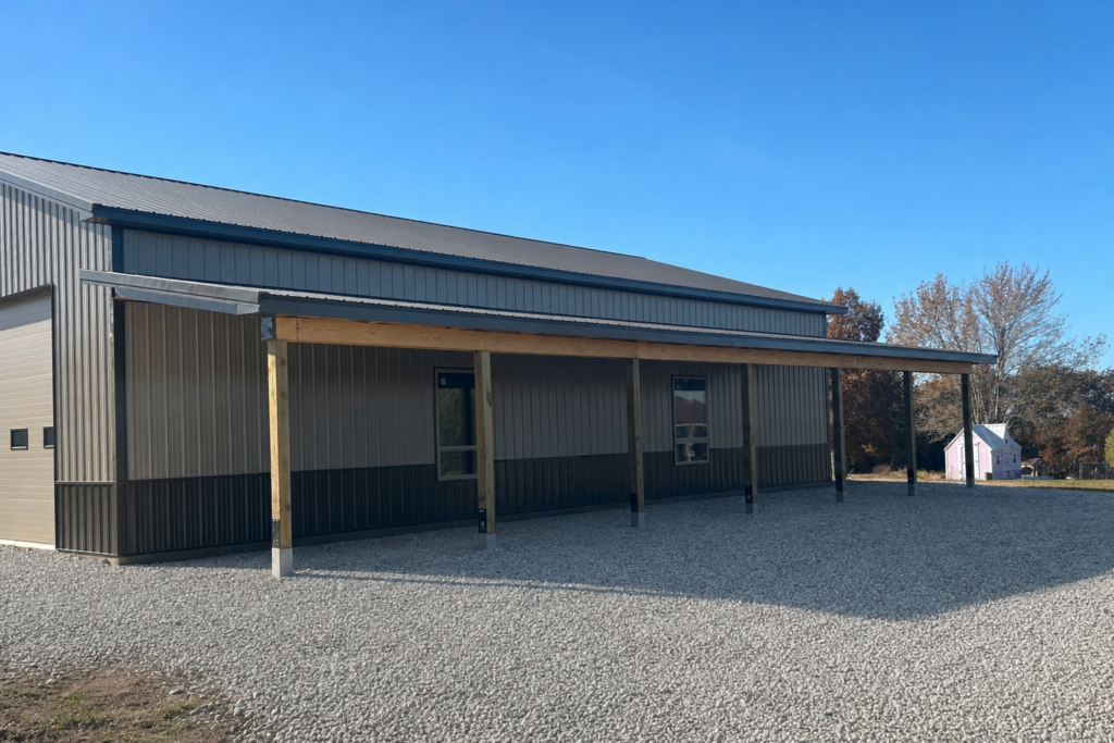 Ash Gray Multi-Bay Workshop completed project view — Edited project photograph