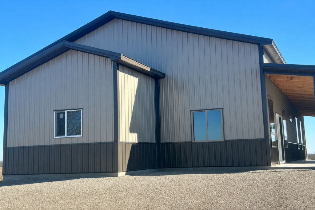 Ash Gray Multi-Bay Workshop completed project view — Edited project photograph