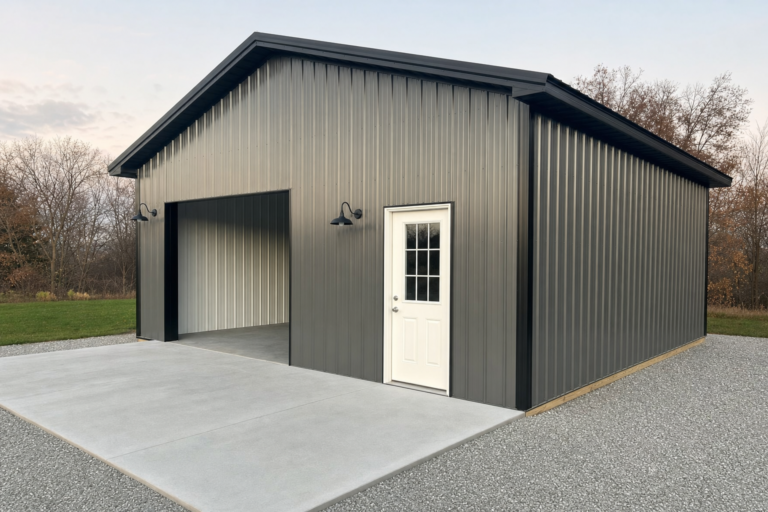 Charcoal Detached Garage completed project view — Edited project photograph