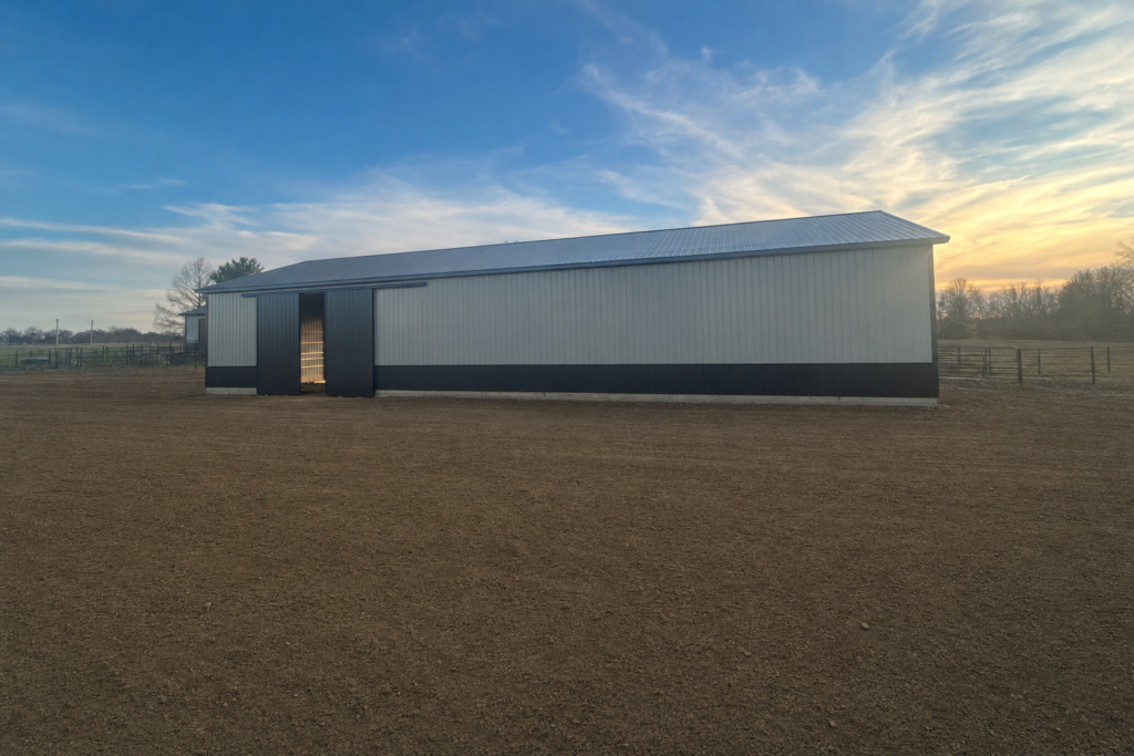 Long-Bay Farm Storage Building completed project view — Edited project photograph