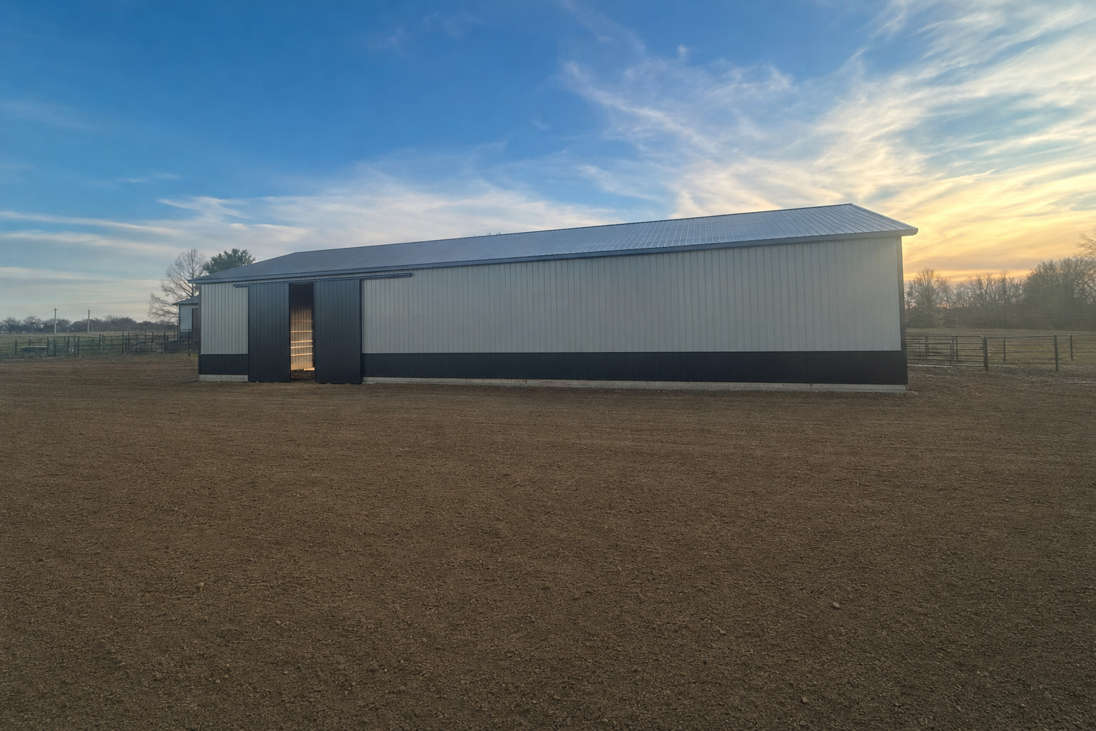 Long-Bay Farm Storage Building completed project view — Edited project photograph