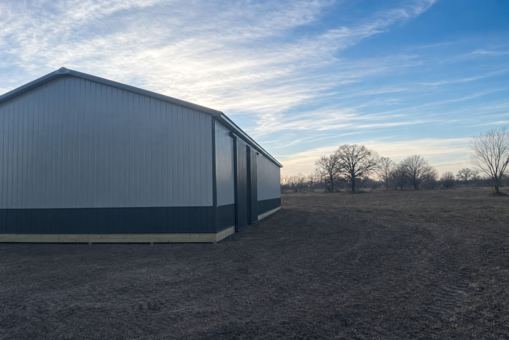 Long-Bay Farm Storage Building completed project view — Edited project photograph