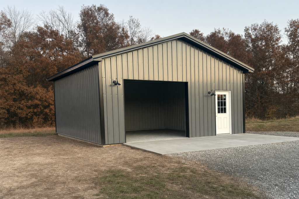 Charcoal Detached Garage completed project view — Edited project photograph